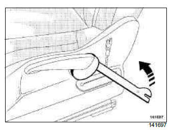 Renault Clio. Front seat height adjuster control: Removal - Refitting