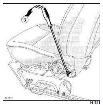 Renault Clio. Front seat height adjustment: Removal - Refitting