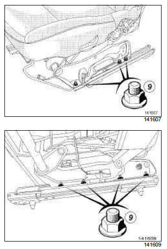 Renault Clio. Front seat runner: Removal - Refitting