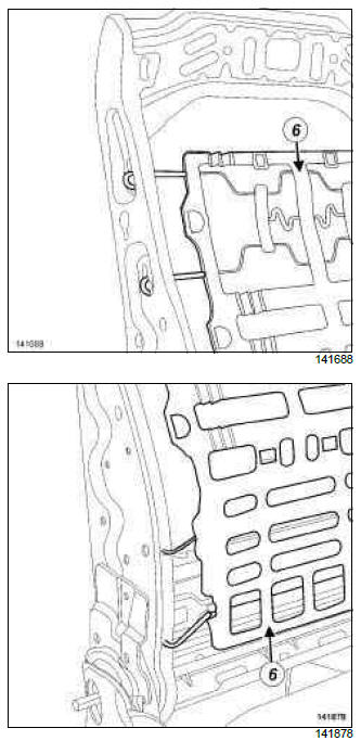 Renault Clio. Front seatback frame: Removal - Refitting