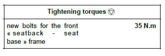 Renault Clio. Front seatback frame: Removal - Refitting