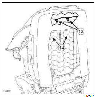 Renault Clio. Front seatback trim: Removal - Refitting