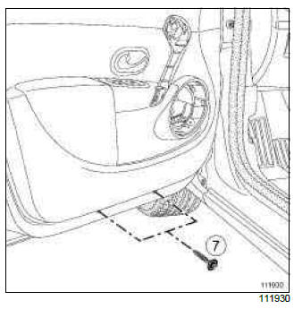 Renault Clio. Front side door trim: Removal - Refitting