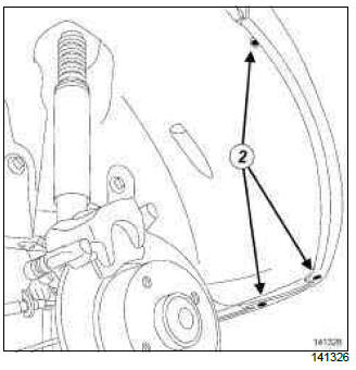 Renault Clio. Rear wheel arch liner: Removal - Refitting