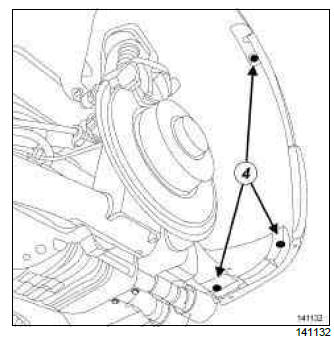 Renault Clio. Rear wheel arch liner: Removal - Refitting