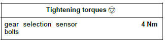 Renault Clio. Gear selection sensor: Removal - Refitting