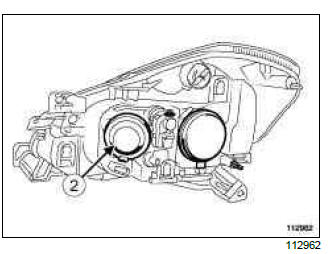 Renault Clio. Headlight bulb: Removal - Refitting