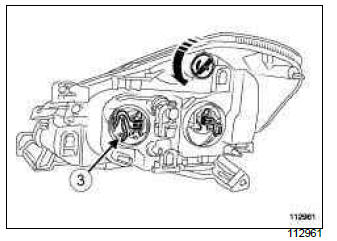 Renault Clio. Headlight bulb: Removal - Refitting