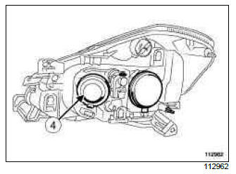 Renault Clio. Headlight bulb: Removal - Refitting