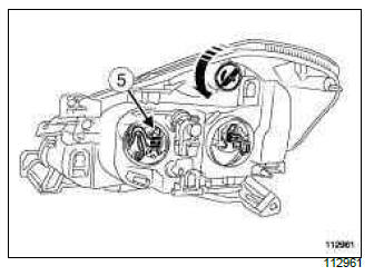 Renault Clio. Headlight bulb: Removal - Refitting