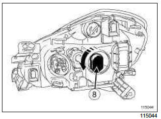 Renault Clio. Headlight bulb: Removal - Refitting