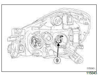 Renault Clio. Headlight bulb: Removal - Refitting