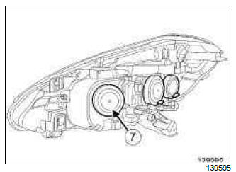 Renault Clio. Headlight bulb: Removal - Refitting