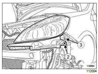 Renault Clio. Headlight: Removal - Refitting