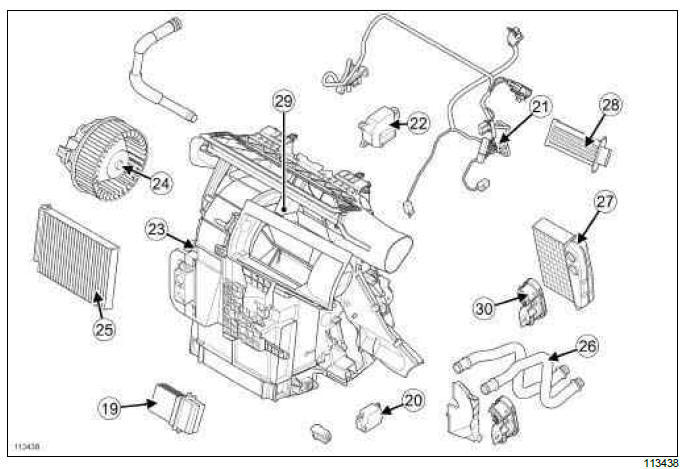 Renault Clio. Heating: List and location of components