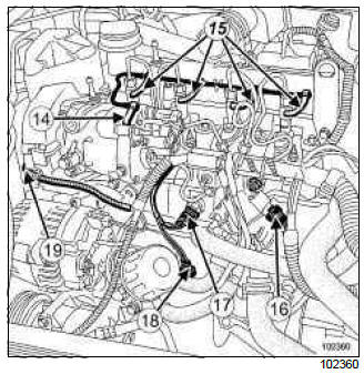 Renault Clio. High pressure pump: Removal - Refitting