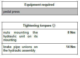 Renault Clio. Hydraulic unit with ESP: Removal - Refitting