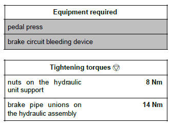 Renault Clio. Hydraulic unit without ESP: Removal - Refitting