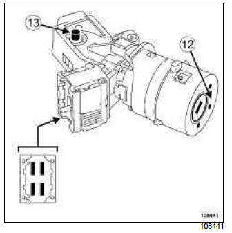 Renault Clio. Ignition switch: Removal - Refitting