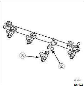 Renault Clio. Injector rail - Injectors: Removal - Refitting