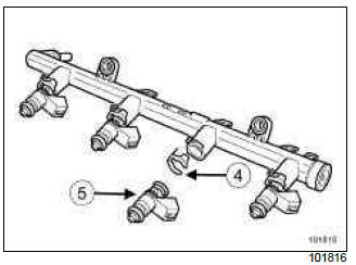 Renault Clio. Injector rail - Injectors: Removal - Refitting