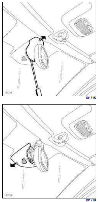 Renault Clio. Interior rear-view mirror: Removal - Refitting