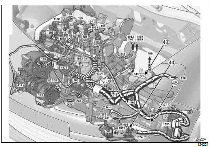 Renault Clio. Engine wiring