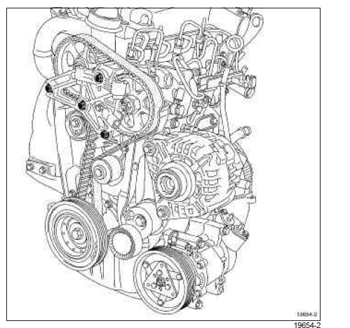 Renault Clio. Timing belt: Removal - Refitting