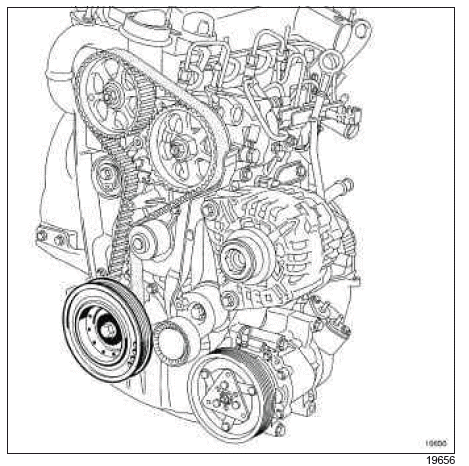 Renault Clio. Timing belt: Removal - Refitting