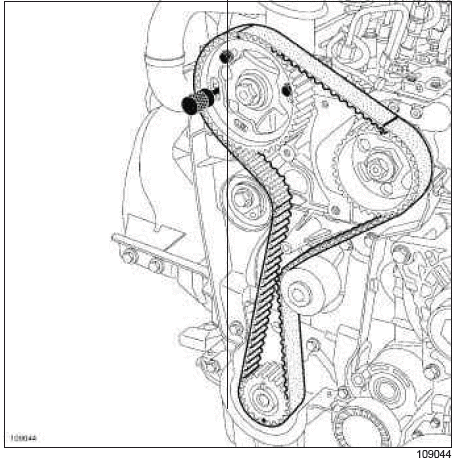 Renault Clio. Timing belt: Removal - Refitting