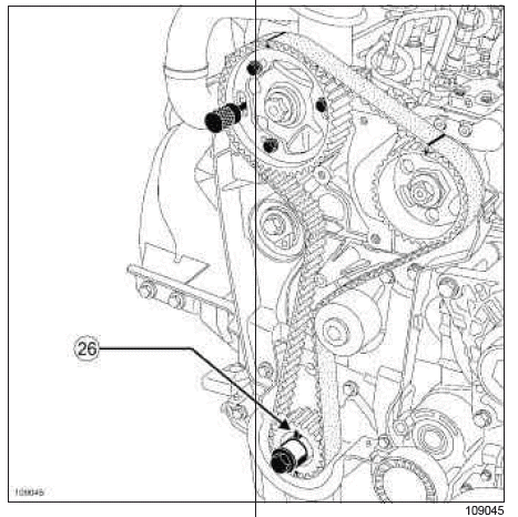 Renault Clio. Timing belt: Removal - Refitting