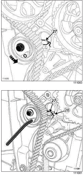 Renault Clio. Timing belt: Removal - Refitting