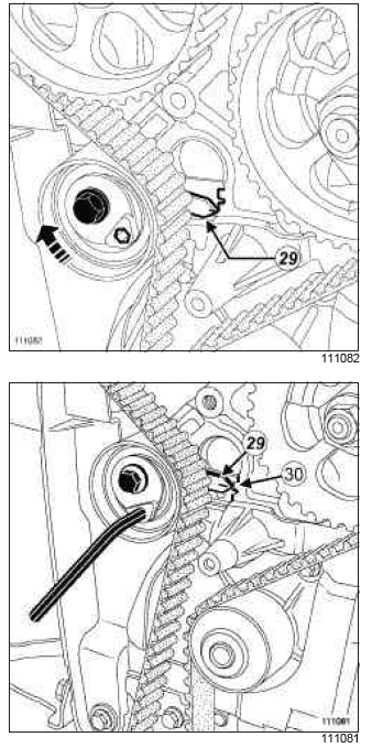 Renault Clio. Timing belt: Removal - Refitting