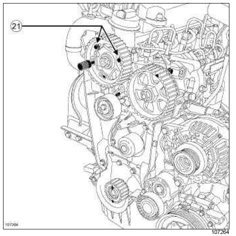 Renault Clio. Timing belt: Removal - Refitting