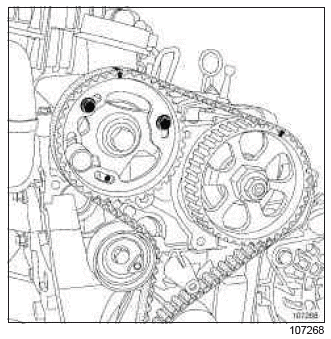 Renault Clio. Timing belt: Removal - Refitting