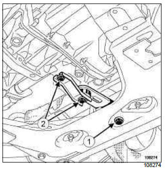 Renault Clio. Lower engine tie-bar: Removal - Refitting