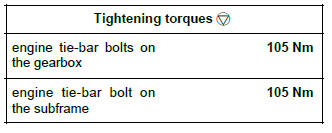 Renault Clio. Lower engine tie-bar: Removal - Refitting