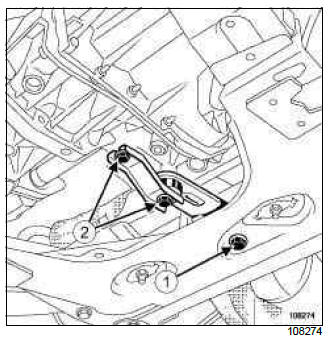 Renault Clio. Lower engine tie-bar: Removal - Refitting