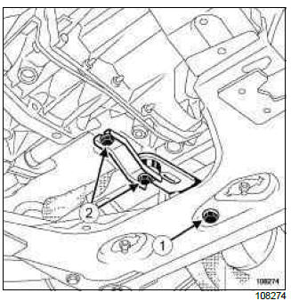 Renault Clio. Lower engine tie-bar: Removal - Refitting