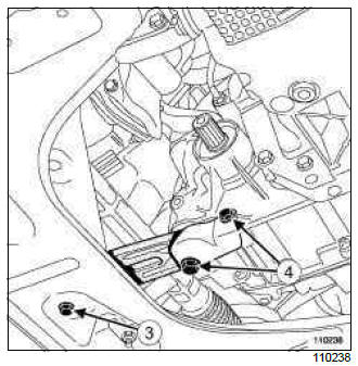 Renault Clio. Lower engine tie-bar: Removal - Refitting