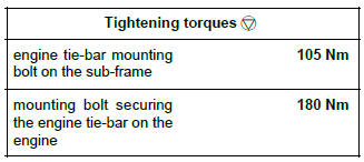 Renault Clio. Lower engine tie-bar: Removal - Refitting