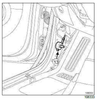 Renault Clio. Bonnet release control: Removal - Refitting