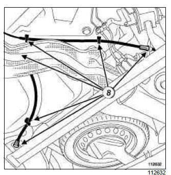 Renault Clio. Parking brake cables: Removal - Refitting