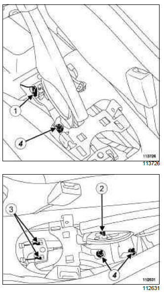 Renault Clio. Parking brake lever: Removal - Refitting