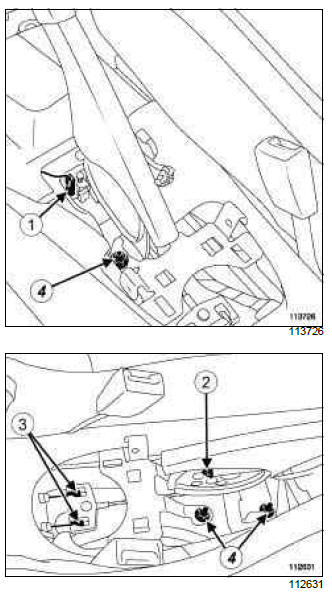 Renault Clio. Parking brake lever: Removal - Refitting