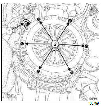 Renault Clio. Pressure plate - Disc: Removal - Refitting