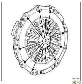 Renault Clio. Pressure plate - Disc: Removal - Refitting