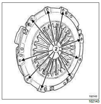 Renault Clio. Pressure plate - Disc: Removal - Refitting