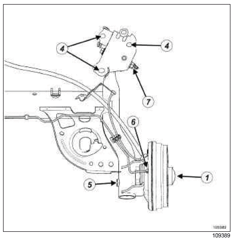 Renault Clio. Rear axle system: Tightening torque