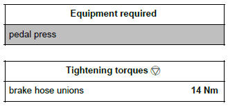 Renault Clio. Rear brake hose: Removal - Refitting